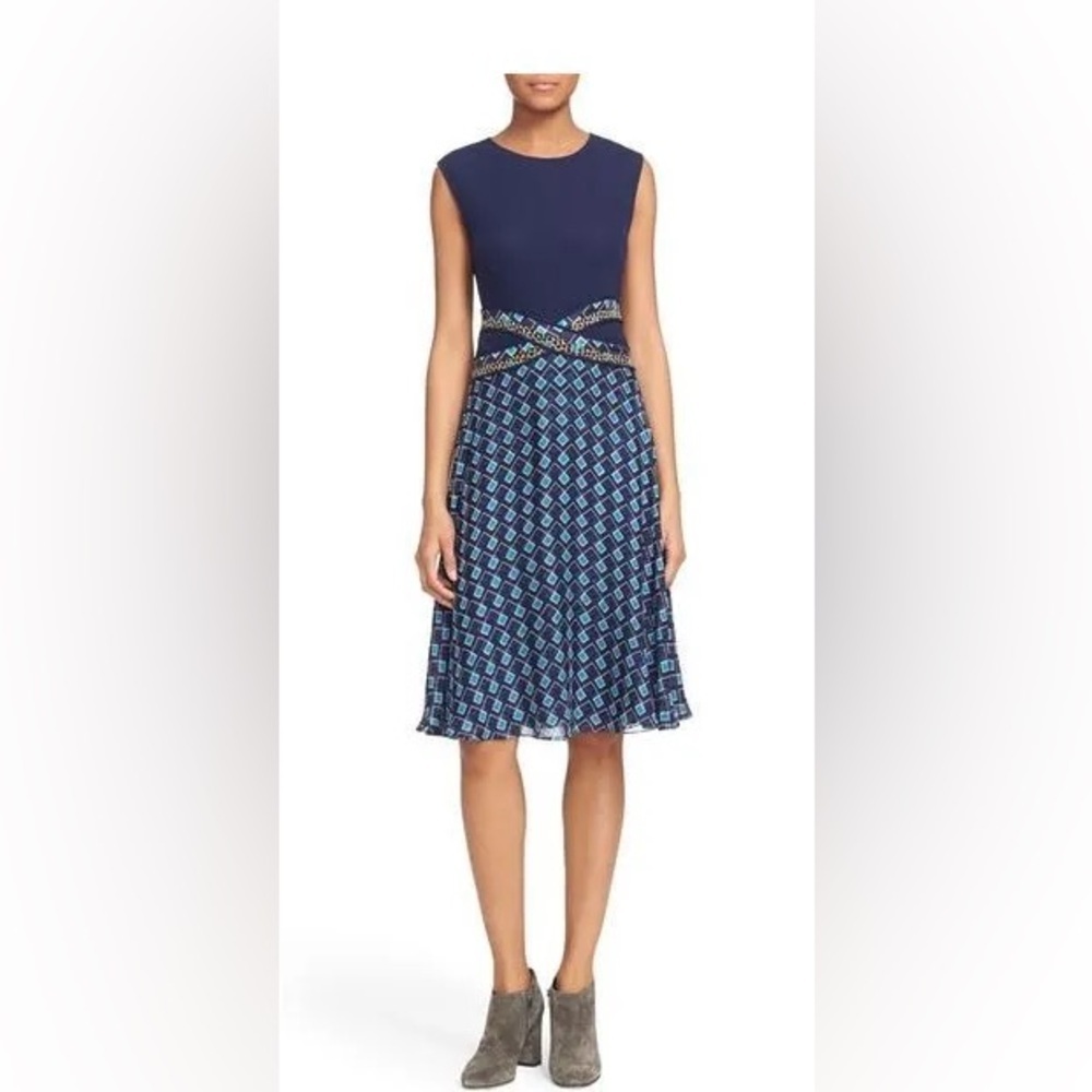 Diane Von Furstenberg Rosalie Dress Midnight Wired Size 6 NWT - Picture 2 of 11